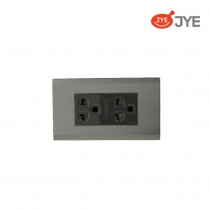 Ổ căm đôi 3 chấu có dây tiếp đất (có màn che)  JY - E1513VDN-G