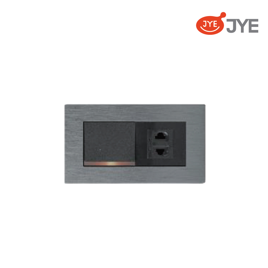 Bộ 1 công tắc 1 ổ cắm JY-N41062 MRG Xám Gray